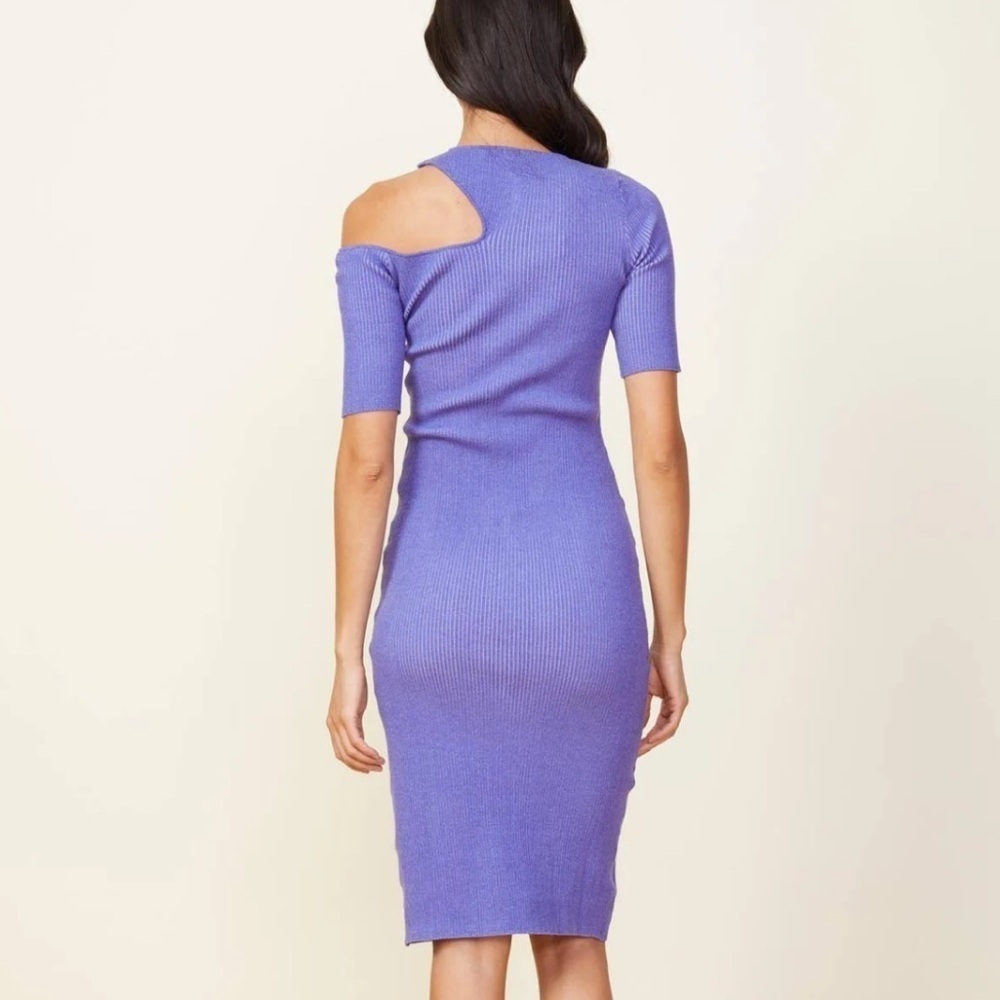 NWT Monrow Purple Ribbed Midi Dress Size XS - Picture 3 of 5